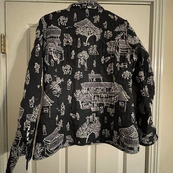 Chicos Reversible Black White Quilted Print Leopard Blazer Jacket-Size L - Picture 6 of 10